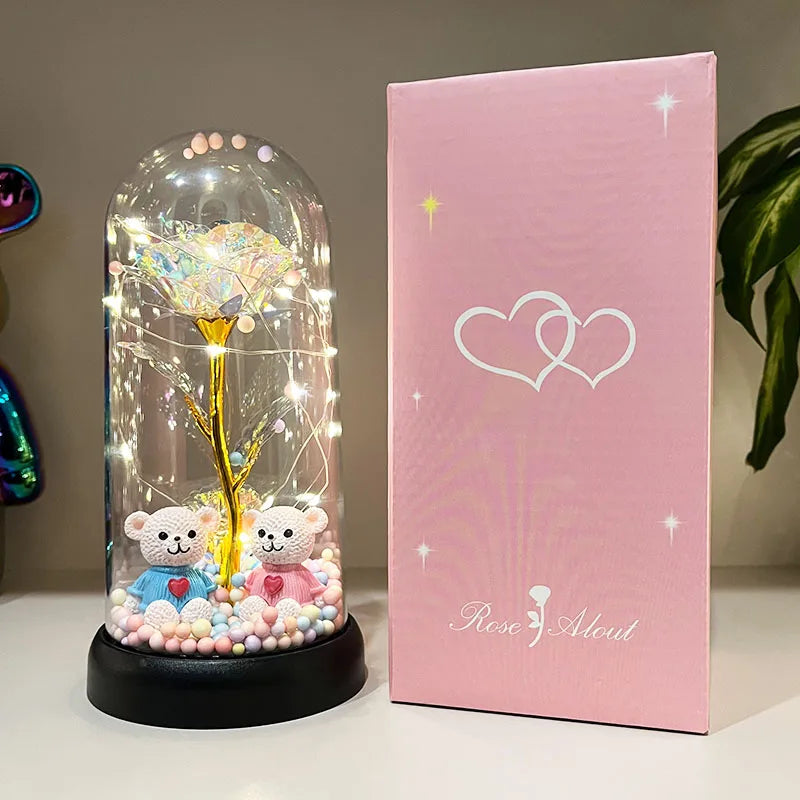 🌹 Świecąca Róża LED w Kopule – Idealny Prezent