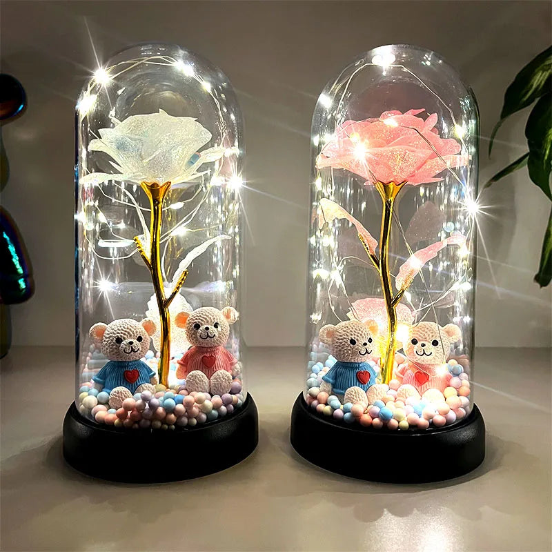 🌹 Świecąca Róża LED w Kopule – Idealny Prezent